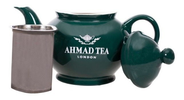 Tetera Ahmad Tea  + Juego De 6 Tazas Y 6 Platillos 