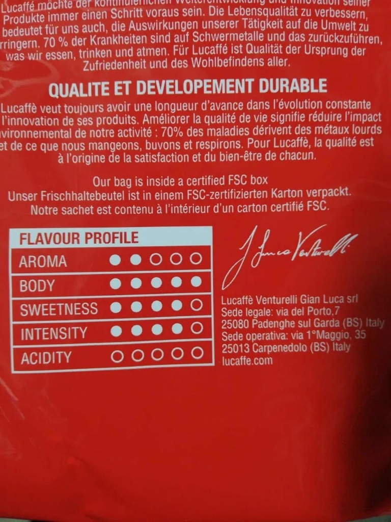 Pack 2 Café Lucaffe Mamma Lucia Grano Entero 1kg 40/60