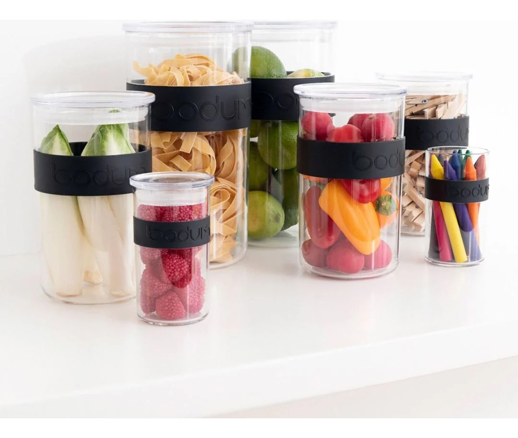 2x Frasco Plástico Almacenamiento Bodum 1 Lt Presso Tapa