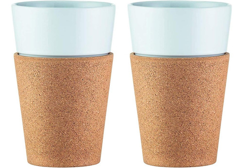 2 Vasos Porcelana Bistro Bodum 300cc Antideslizante Corcho