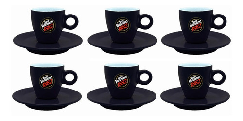 6x Taza Espresso Vergnano Porcelana Negra