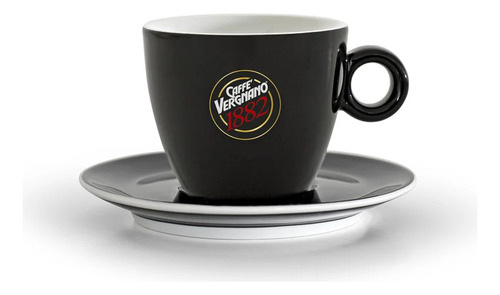 [TA0108] Taza Capuccino Vergnano Porcelana Negro Mate
